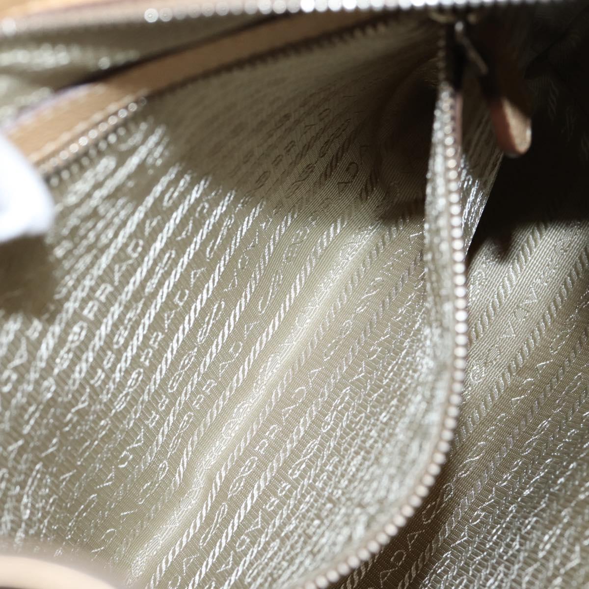 PRADA Shoulder Bag Leather Beige Silver BR3373 Auth am12571V