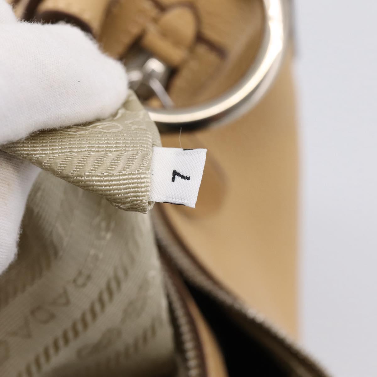 PRADA Shoulder Bag Leather Beige Silver BR3373 Auth am12571V