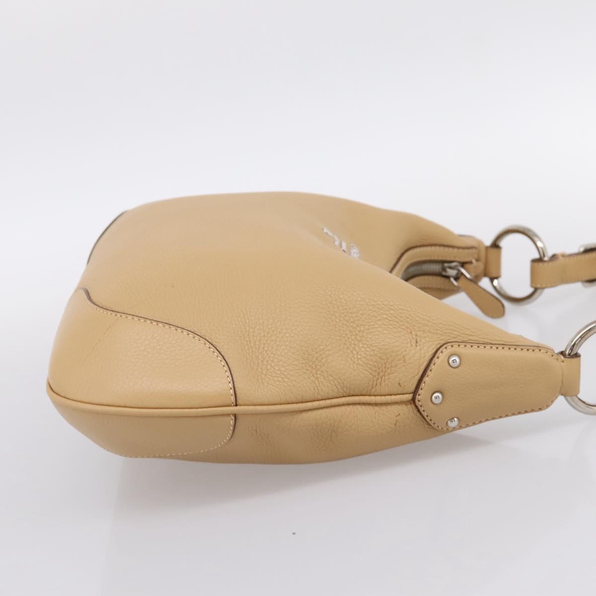 PRADA Shoulder Bag Leather Beige Silver BR3373 Auth am12571V