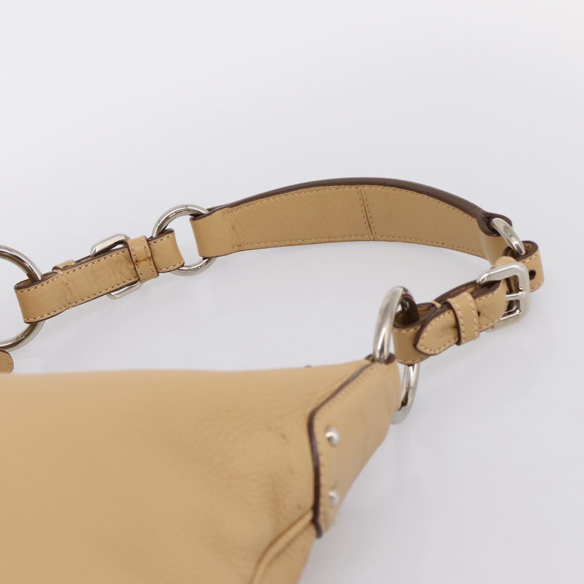 PRADA Shoulder Bag Leather Beige Silver BR3373 Auth am12571V