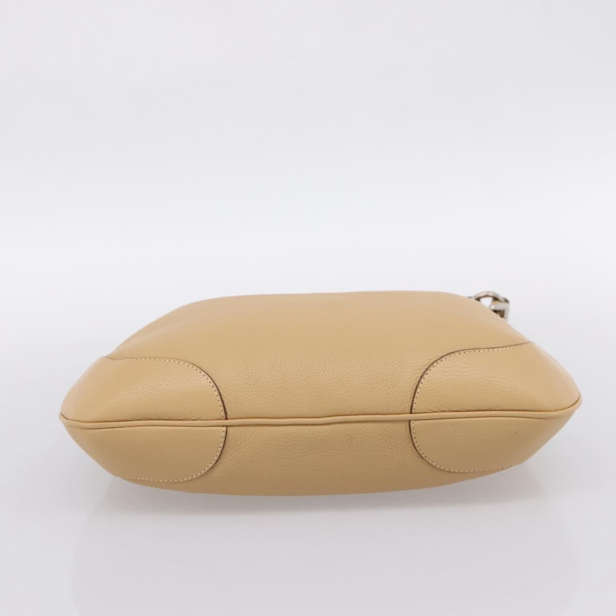 PRADA Shoulder Bag Leather Beige Silver BR3373 Auth am12571V