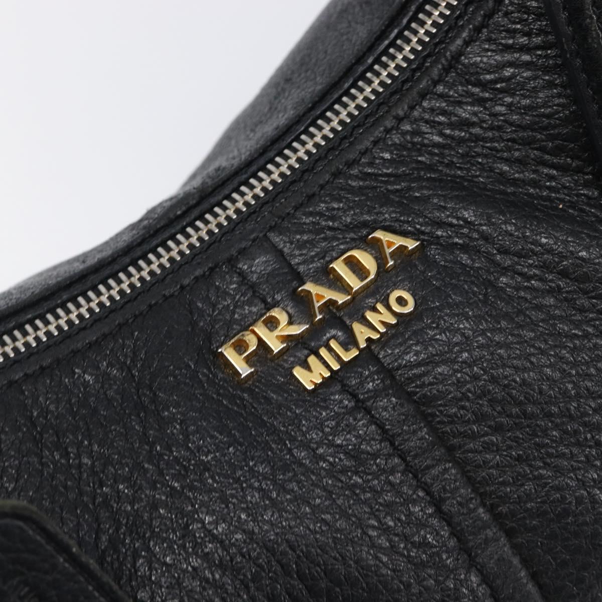 PRADA Shoulder Bag Leather Black Gold Auth am12572V