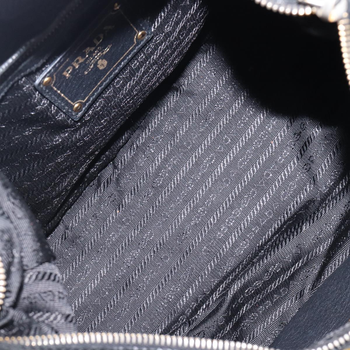 PRADA Shoulder Bag Leather Black Gold Auth am12572V
