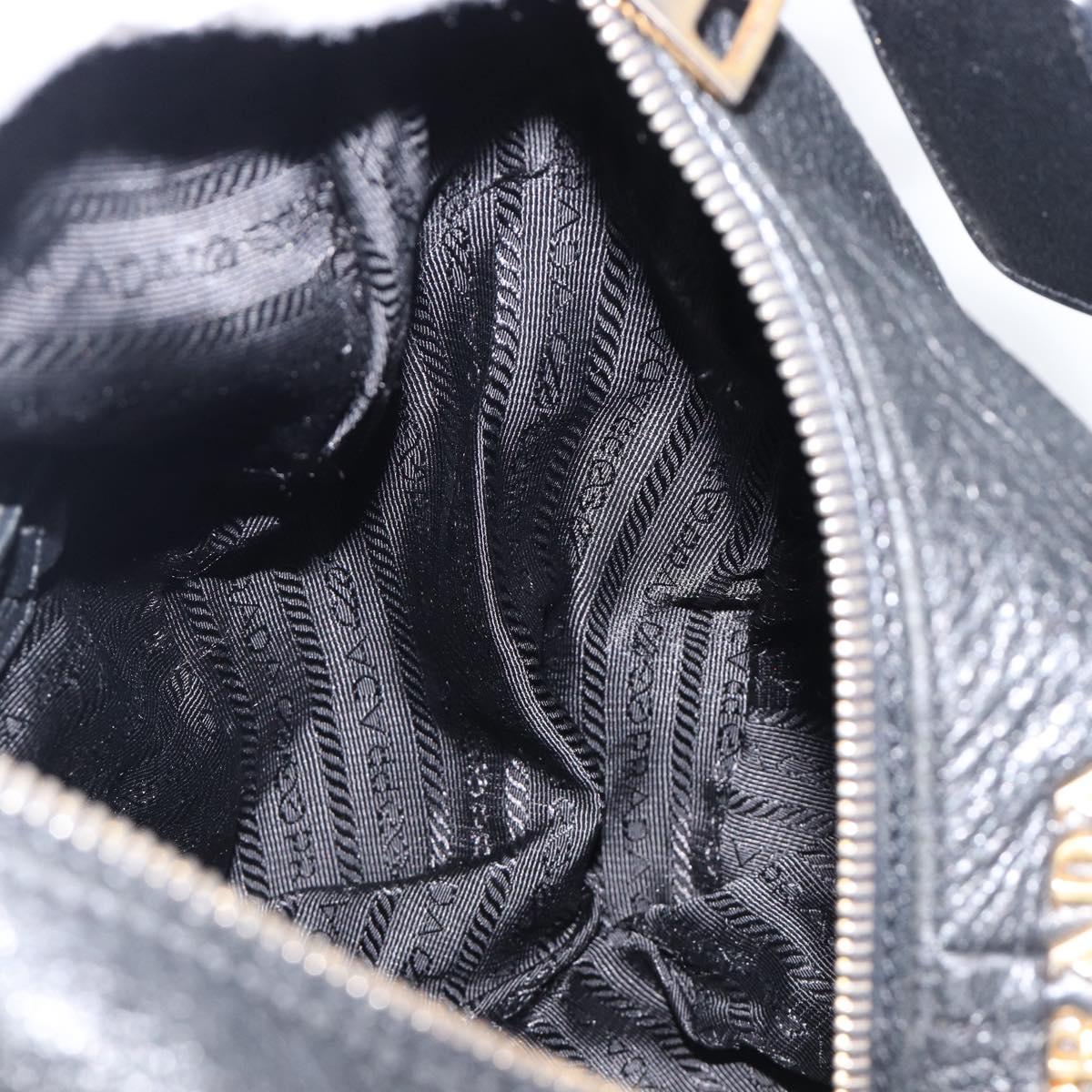 PRADA Shoulder Bag Leather Black Gold Auth am12572V