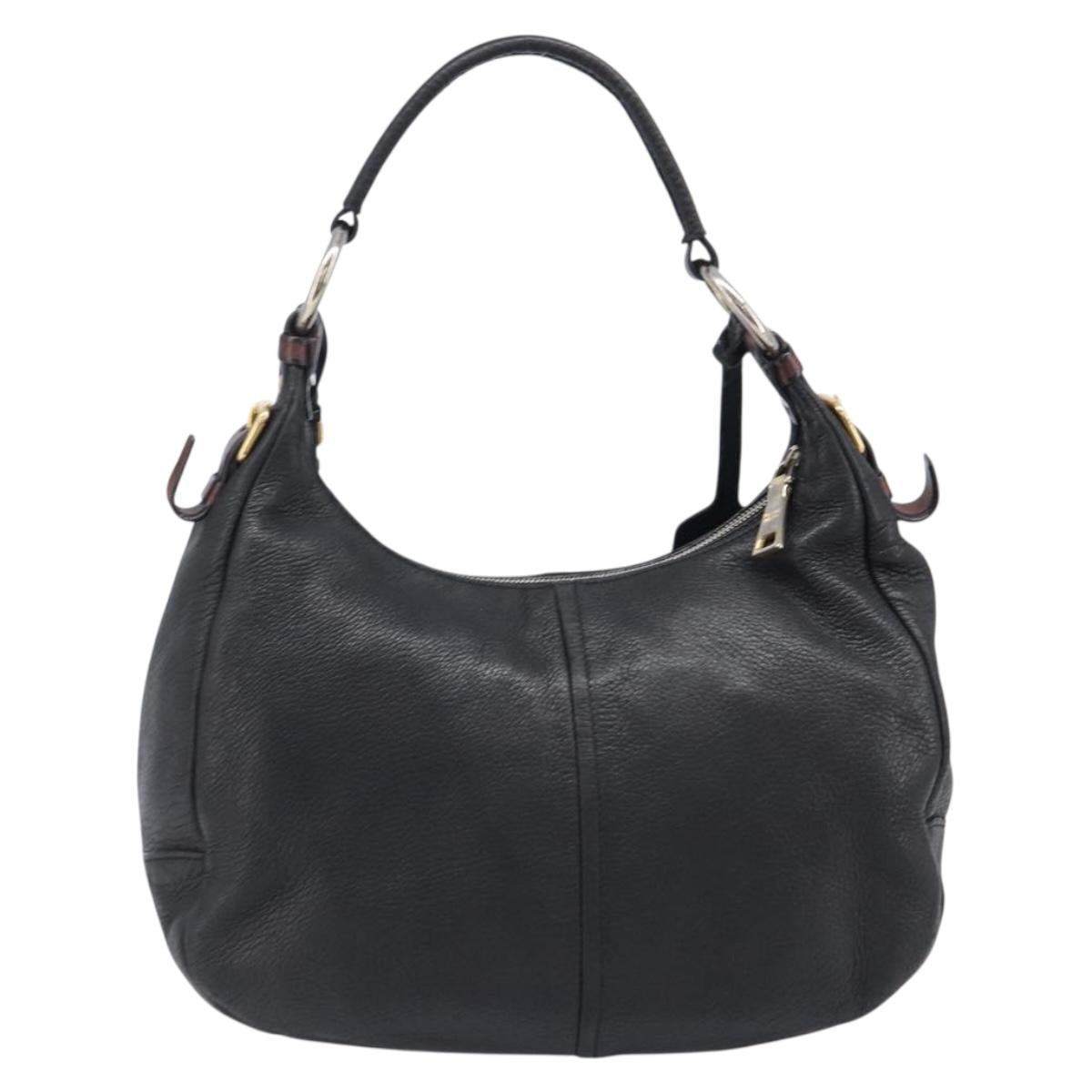 PRADA Shoulder Bag Leather Black Gold Auth am12572V