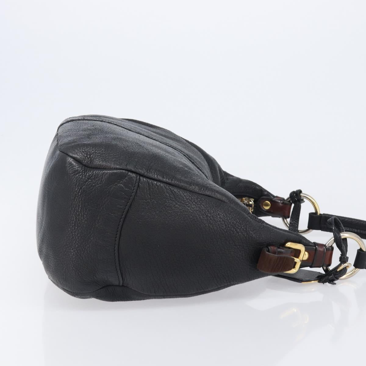 PRADA Shoulder Bag Leather Black Gold Auth am12572V
