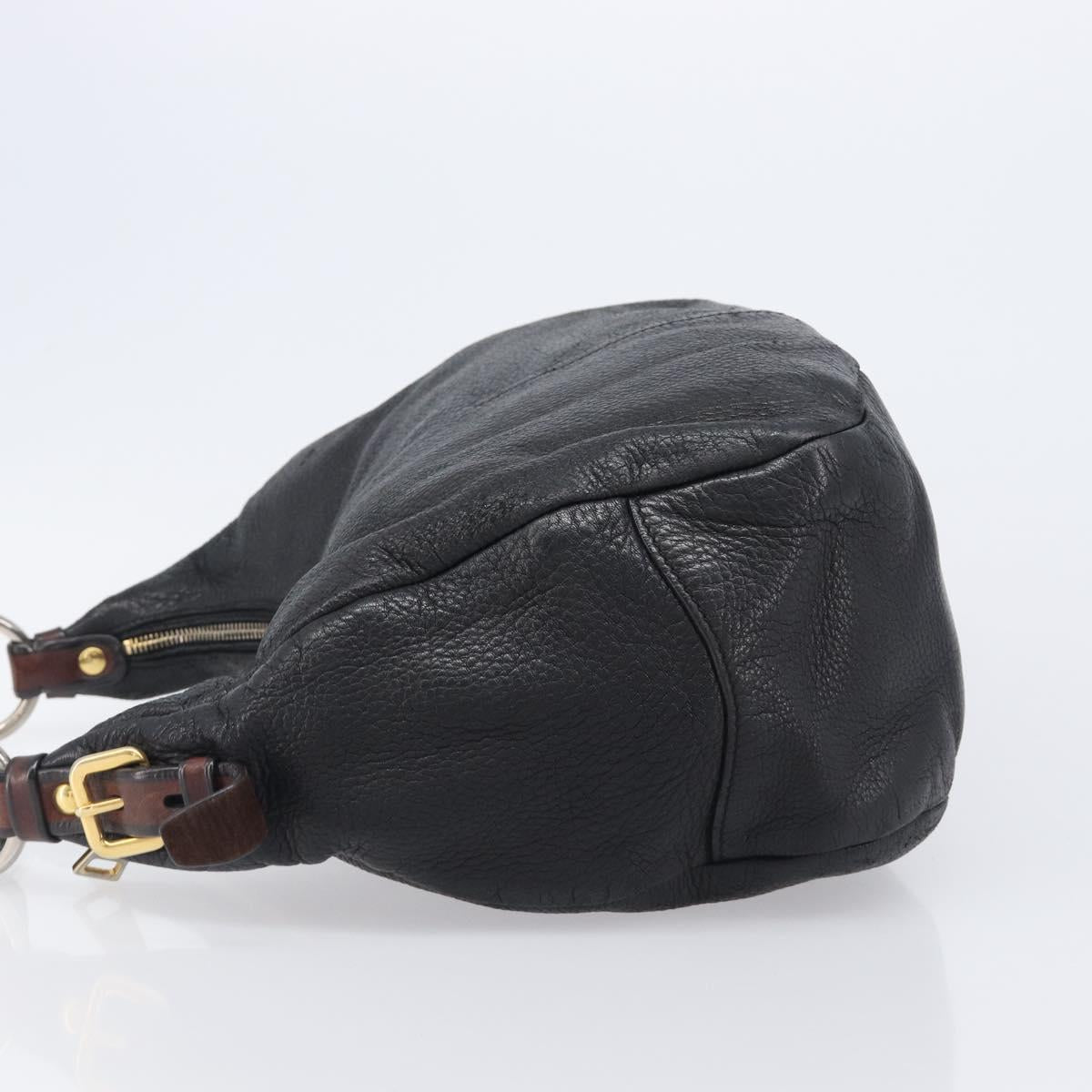 PRADA Shoulder Bag Leather Black Gold Auth am12572V