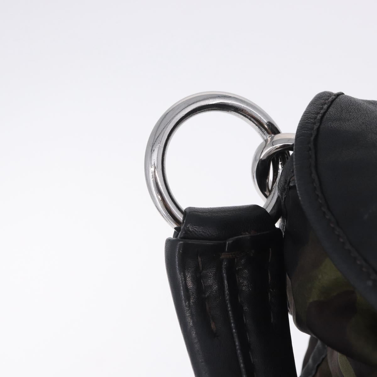PRADA Shoulder Bag Nylon Leather Khaki Silver BR4549 Auth am12573V