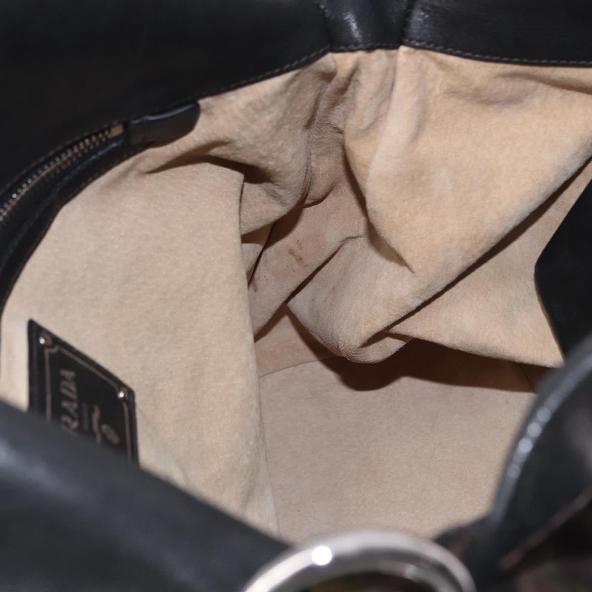 PRADA Shoulder Bag Nylon Leather Khaki Silver BR4549 Auth am12573V