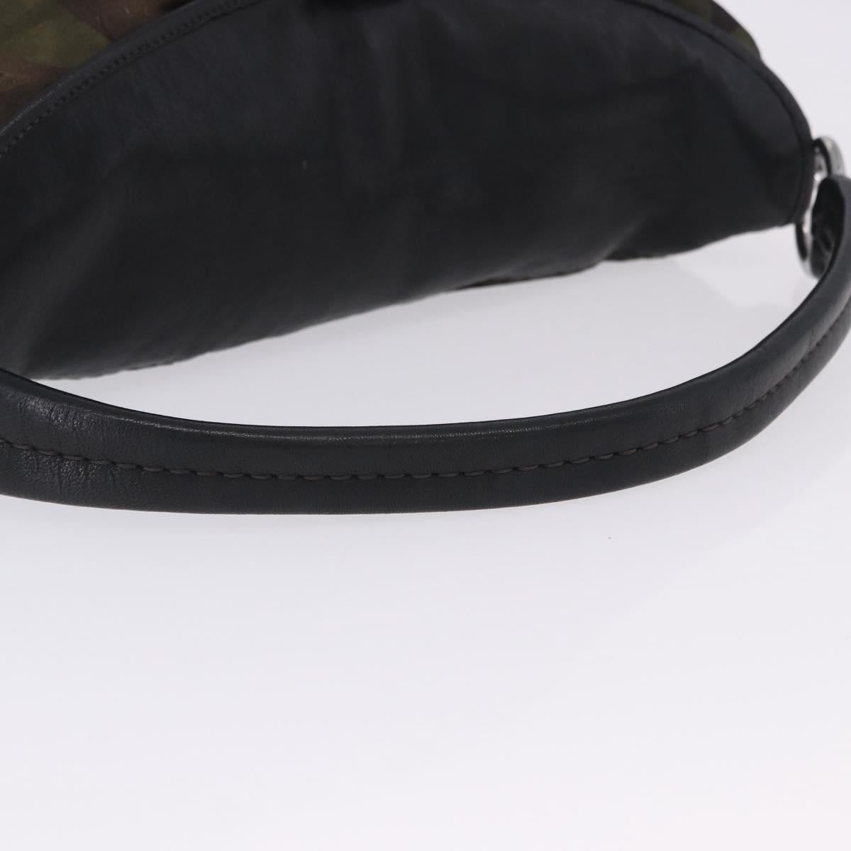 PRADA Shoulder Bag Nylon Leather Khaki Silver BR4549 Auth am12573V
