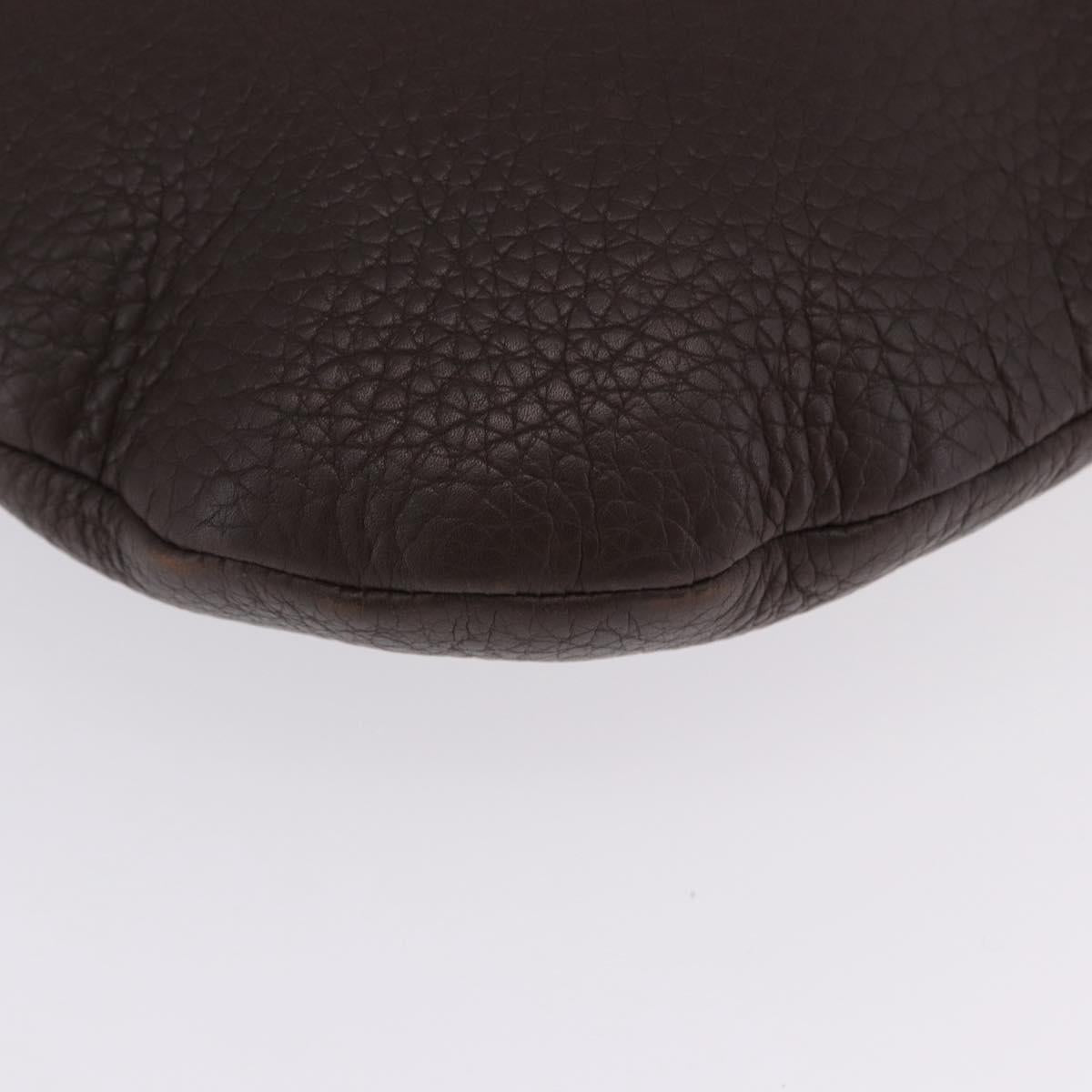 PRADA Shoulder Bag Leather Brown Silver Auth am12574V