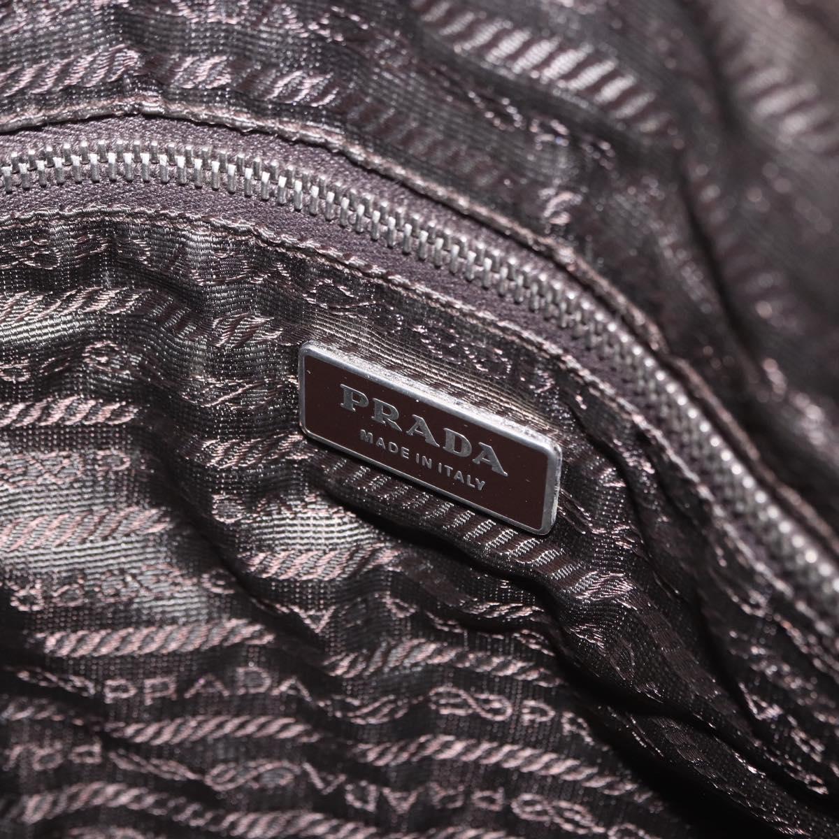 PRADA Shoulder Bag Leather Brown Silver Auth am12574V
