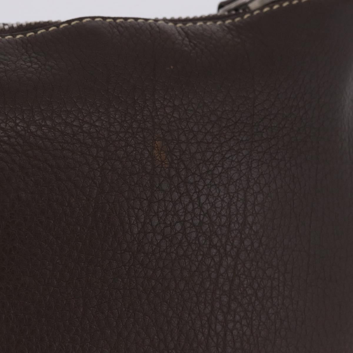PRADA Shoulder Bag Leather Brown Silver Auth am12574V