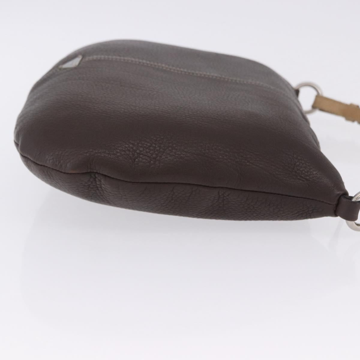 PRADA Shoulder Bag Leather Brown Silver Auth am12574V