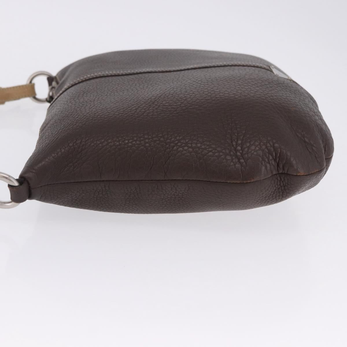 PRADA Shoulder Bag Leather Brown Silver Auth am12574V