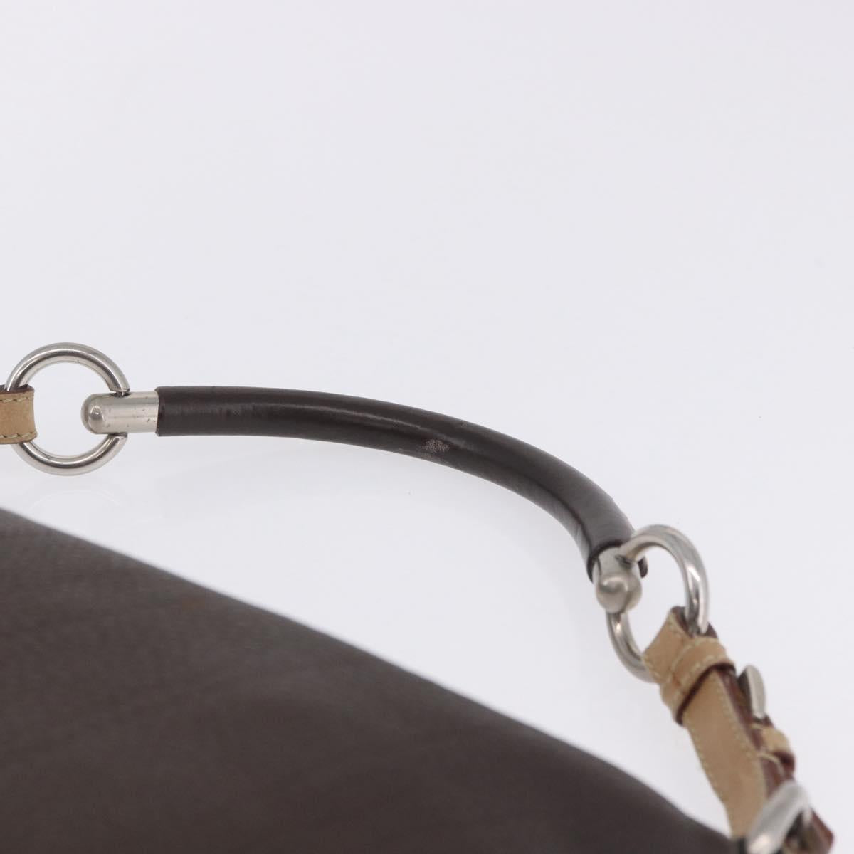 PRADA Shoulder Bag Leather Brown Silver Auth am12574V