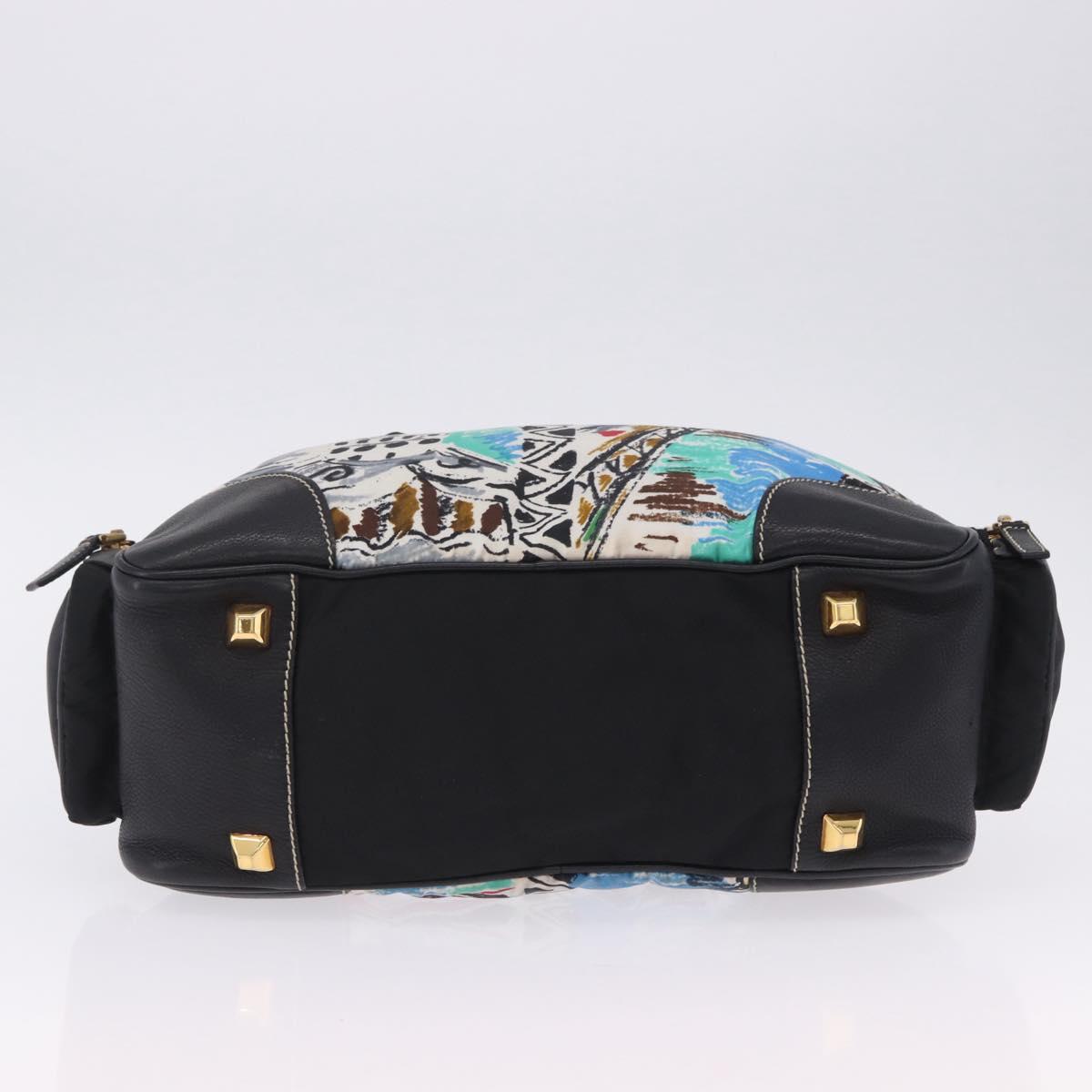 PRADA Venice Tote Bag Nylon Leather Multicolor Gold Auth am12575V