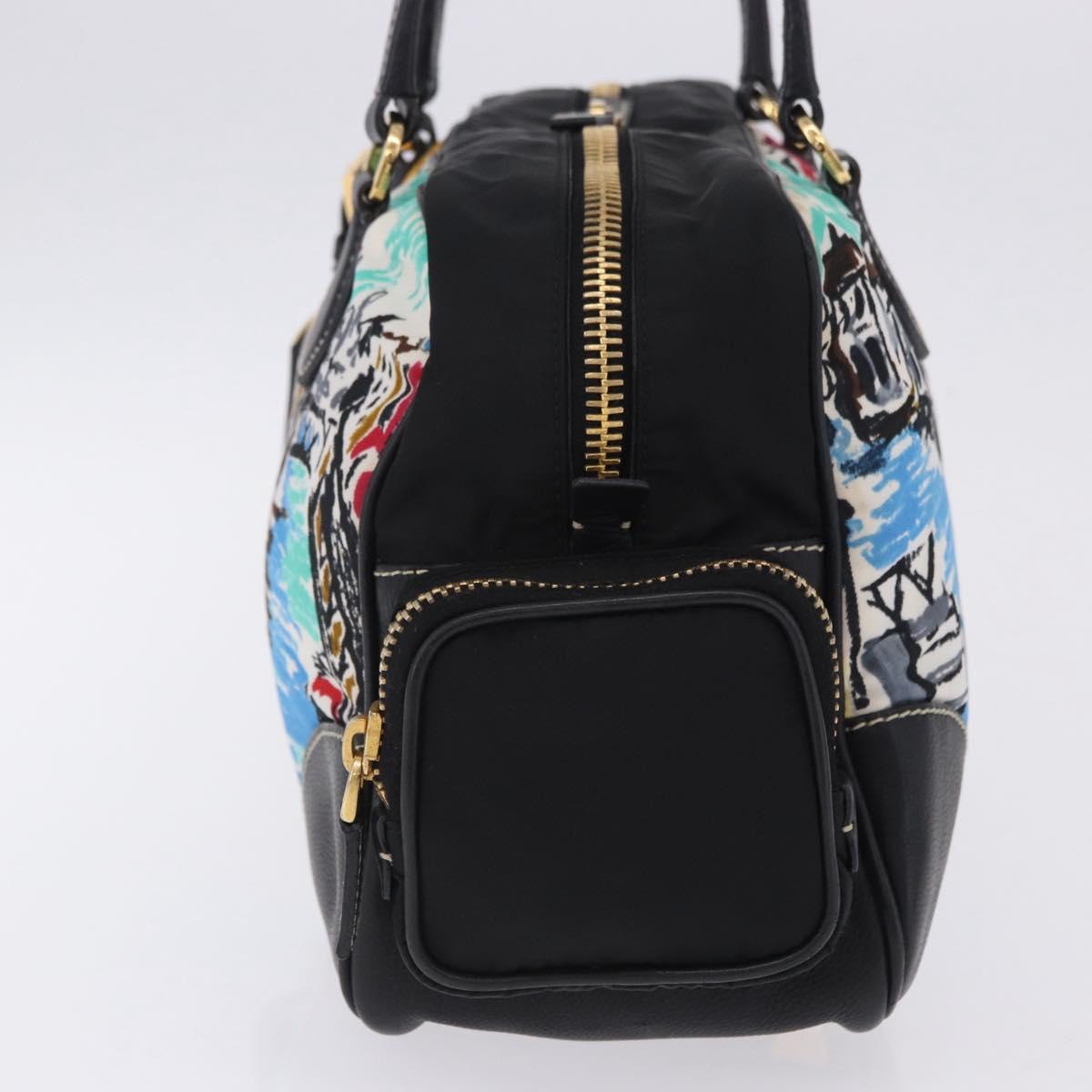 PRADA Venice Tote Bag Nylon Leather Multicolor Gold Auth am12575V