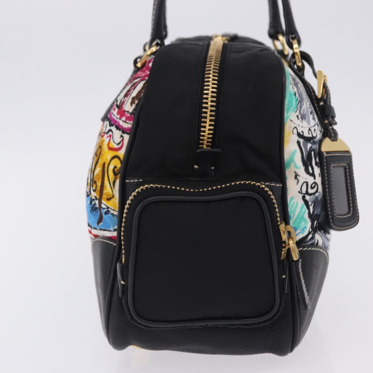 PRADA Venice Tote Bag Nylon Leather Multicolor Gold Auth am12575V