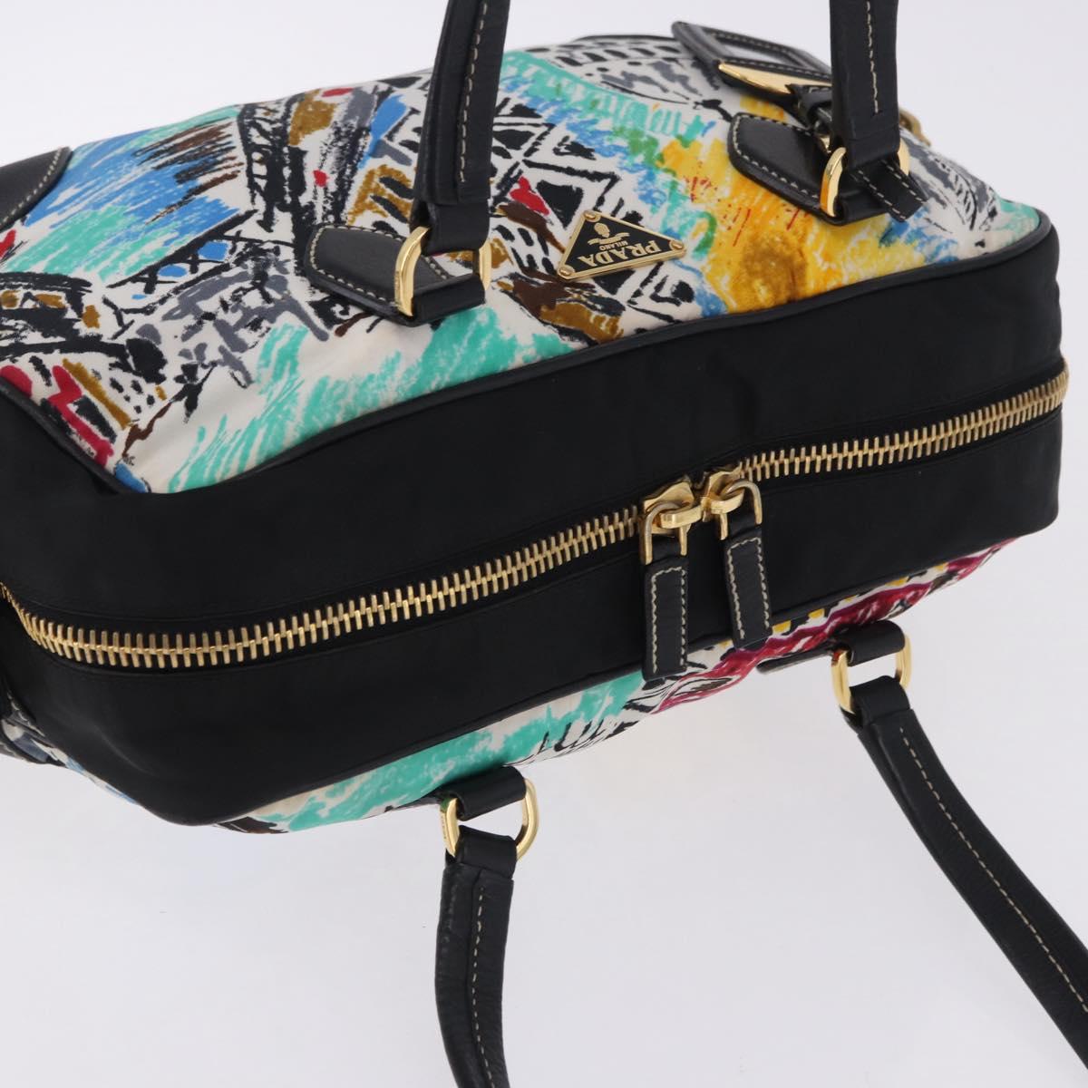PRADA Venice Tote Bag Nylon Leather Multicolor Gold Auth am12575V