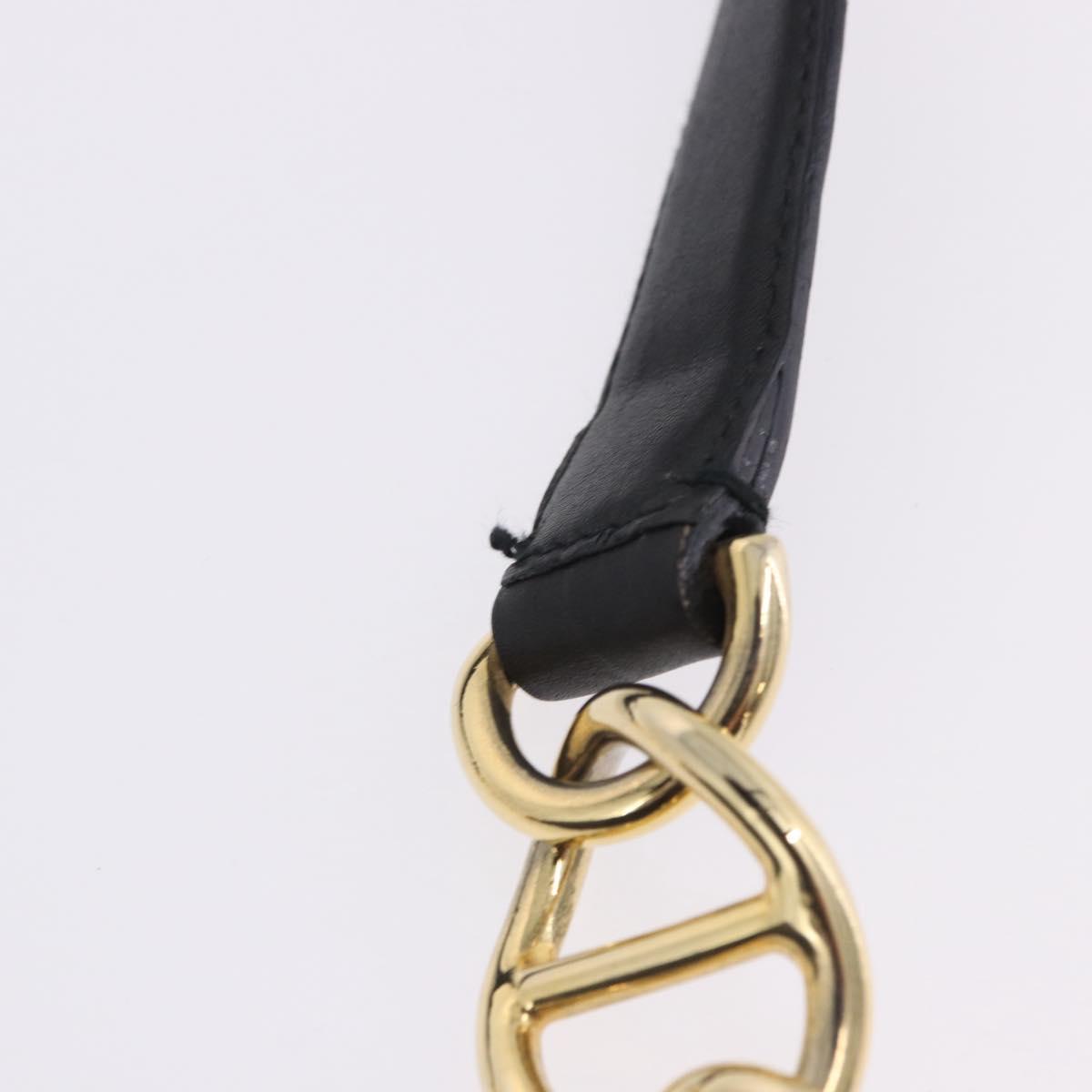 PRADA Chain Shoulder Bag Leather Black Gold Auth am12576V