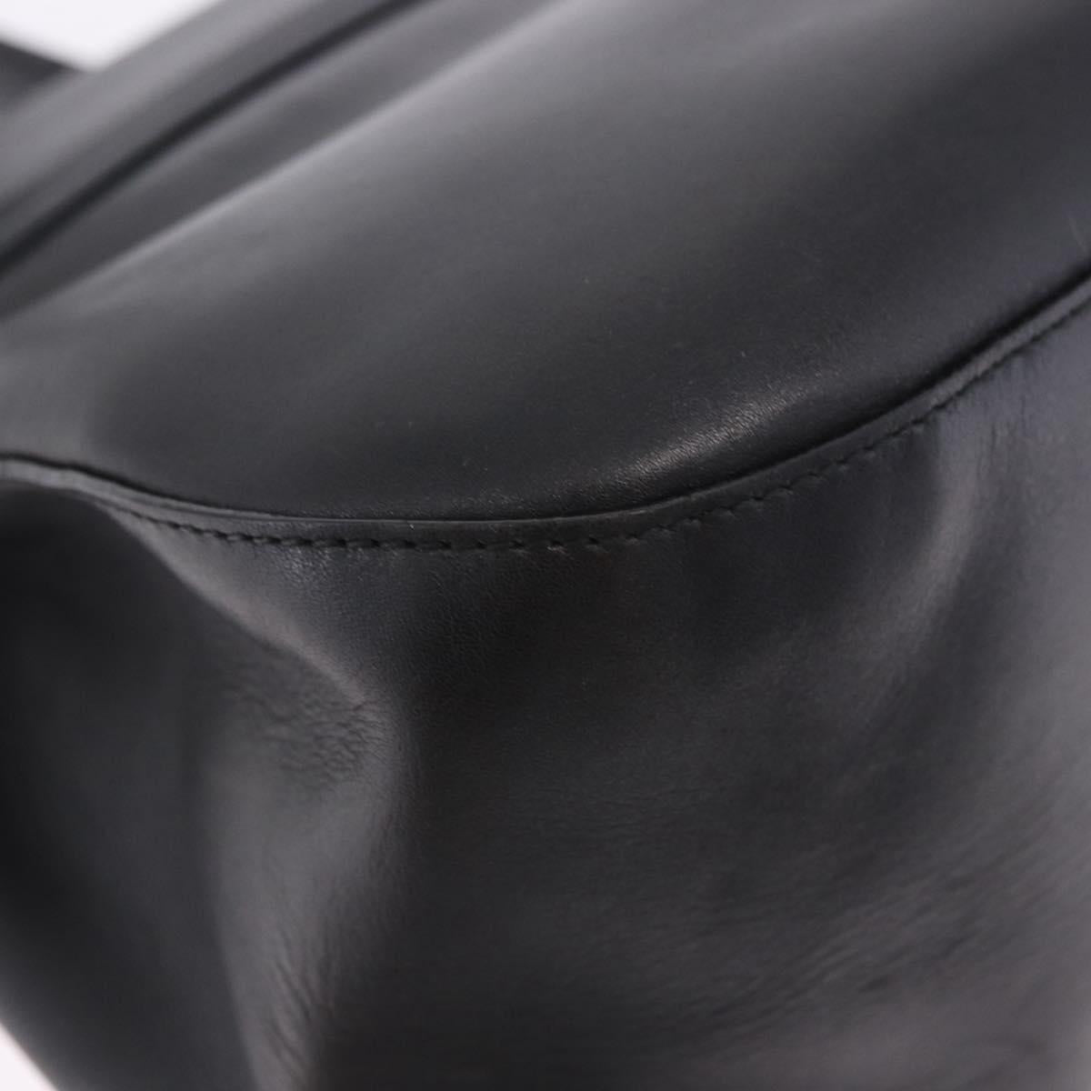 PRADA Chain Shoulder Bag Leather Black Gold Auth am12576V