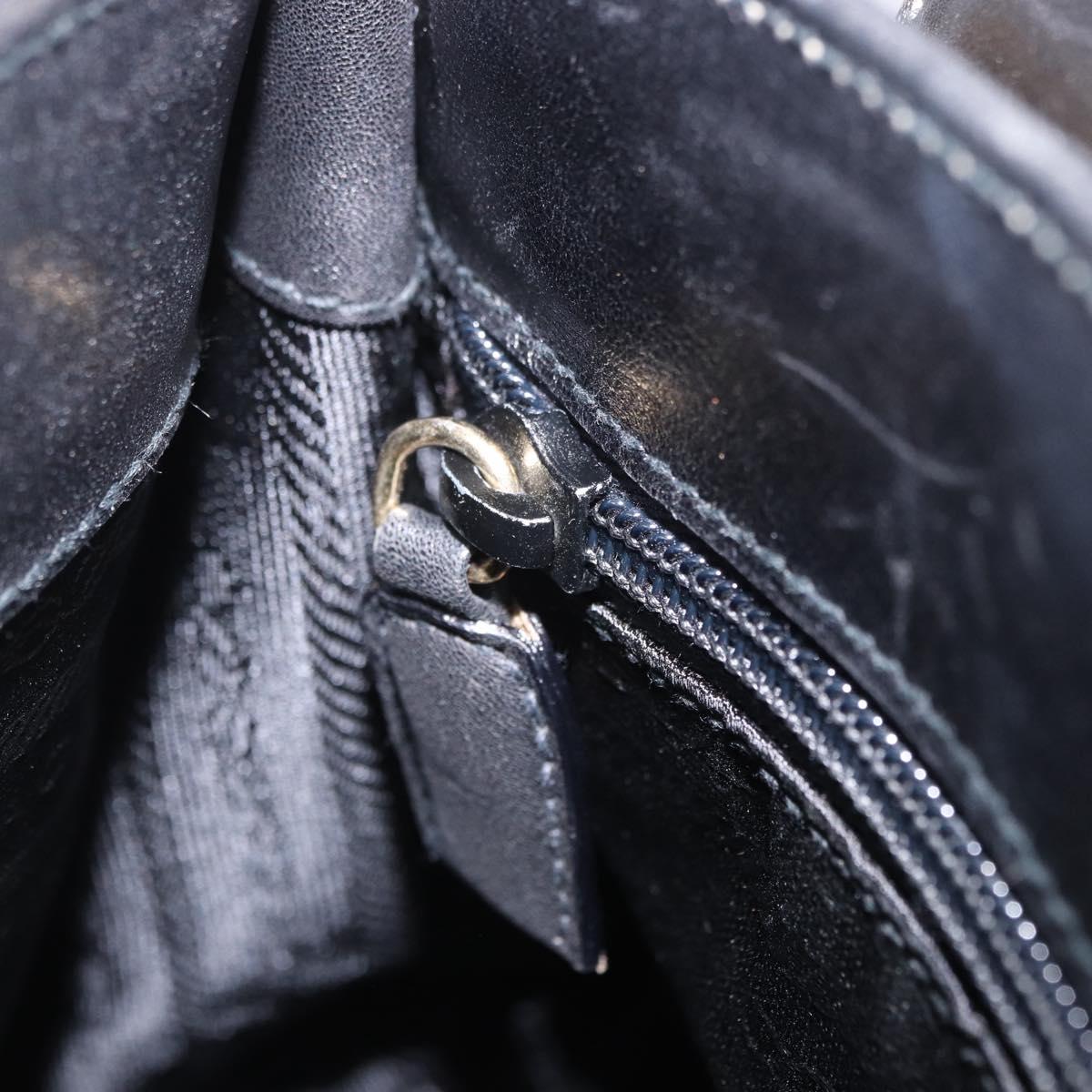 PRADA Chain Shoulder Bag Leather Black Gold Auth am12576V