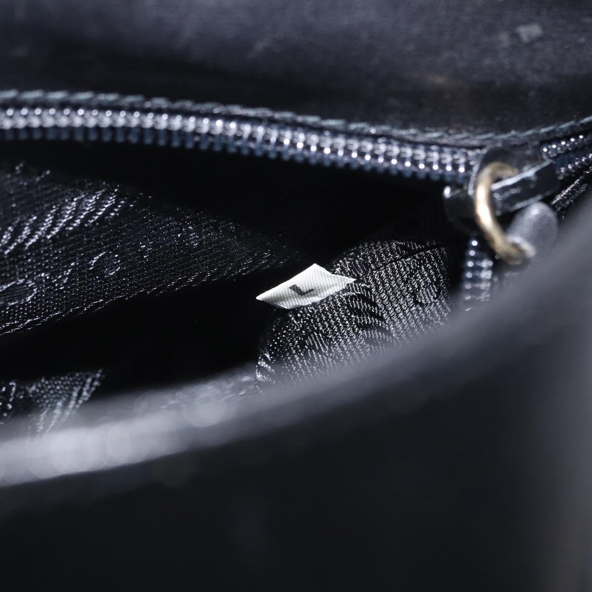 PRADA Chain Shoulder Bag Leather Black Gold Auth am12576V