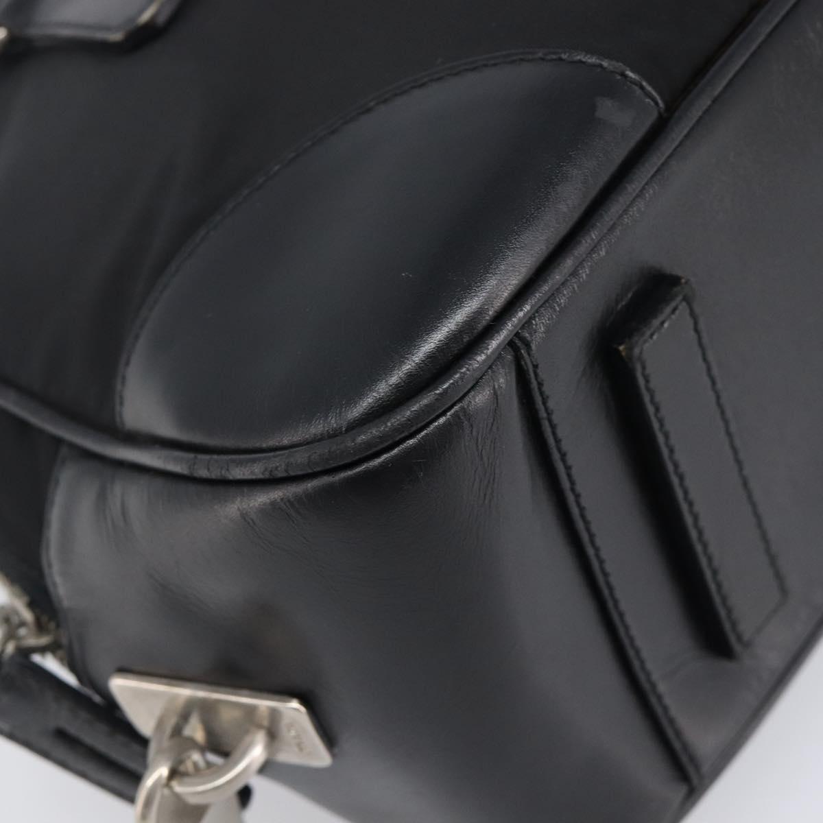 PRADA Hand Bag Nylon Leather Black Silver Auth am12578V