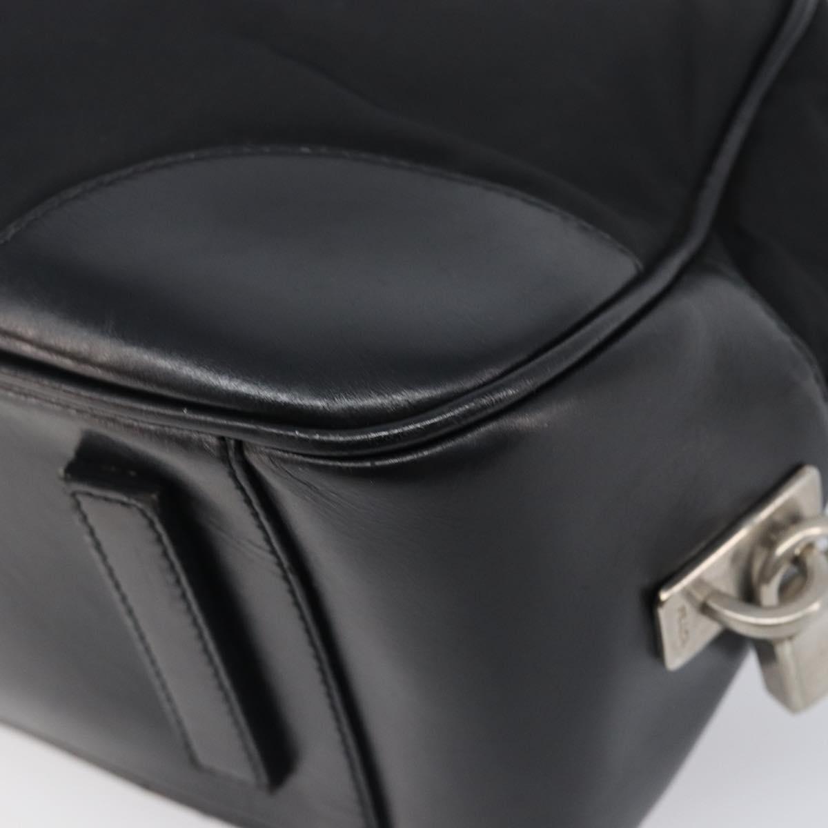 PRADA Hand Bag Nylon Leather Black Silver Auth am12578V