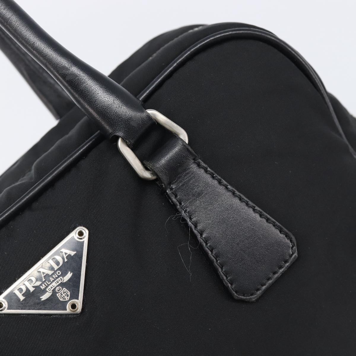 PRADA Hand Bag Nylon Leather Black Silver Auth am12578V