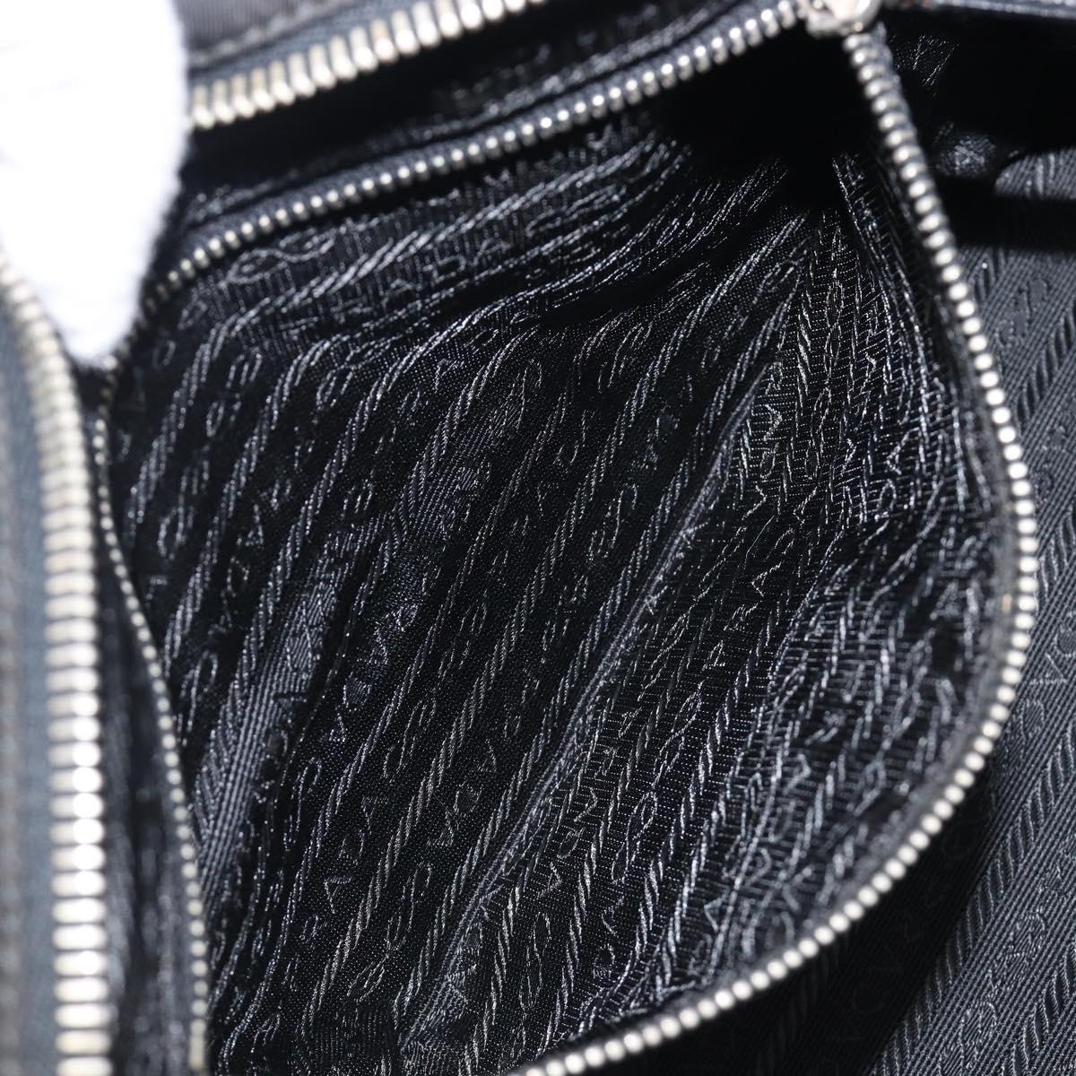 PRADA Hand Bag Nylon Leather Black Silver Auth am12578V