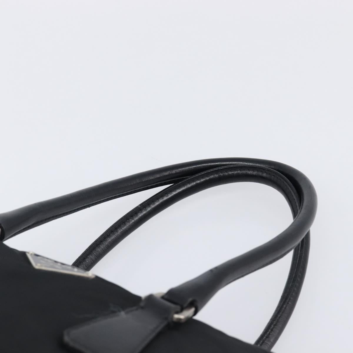 PRADA Hand Bag Nylon Leather Black Silver Auth am12578V