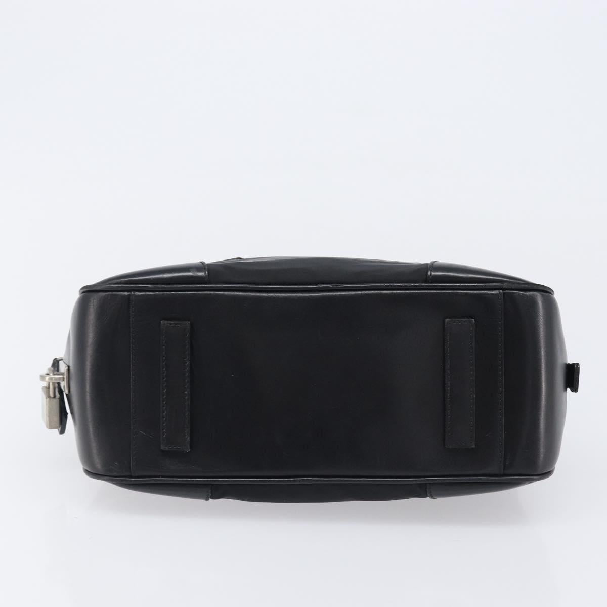 PRADA Hand Bag Nylon Leather Black Silver Auth am12578V