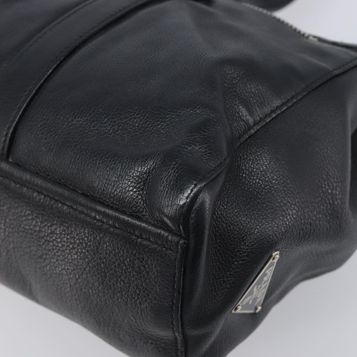 PRADA Tote Bag Leather Black Silver Auth am12581M