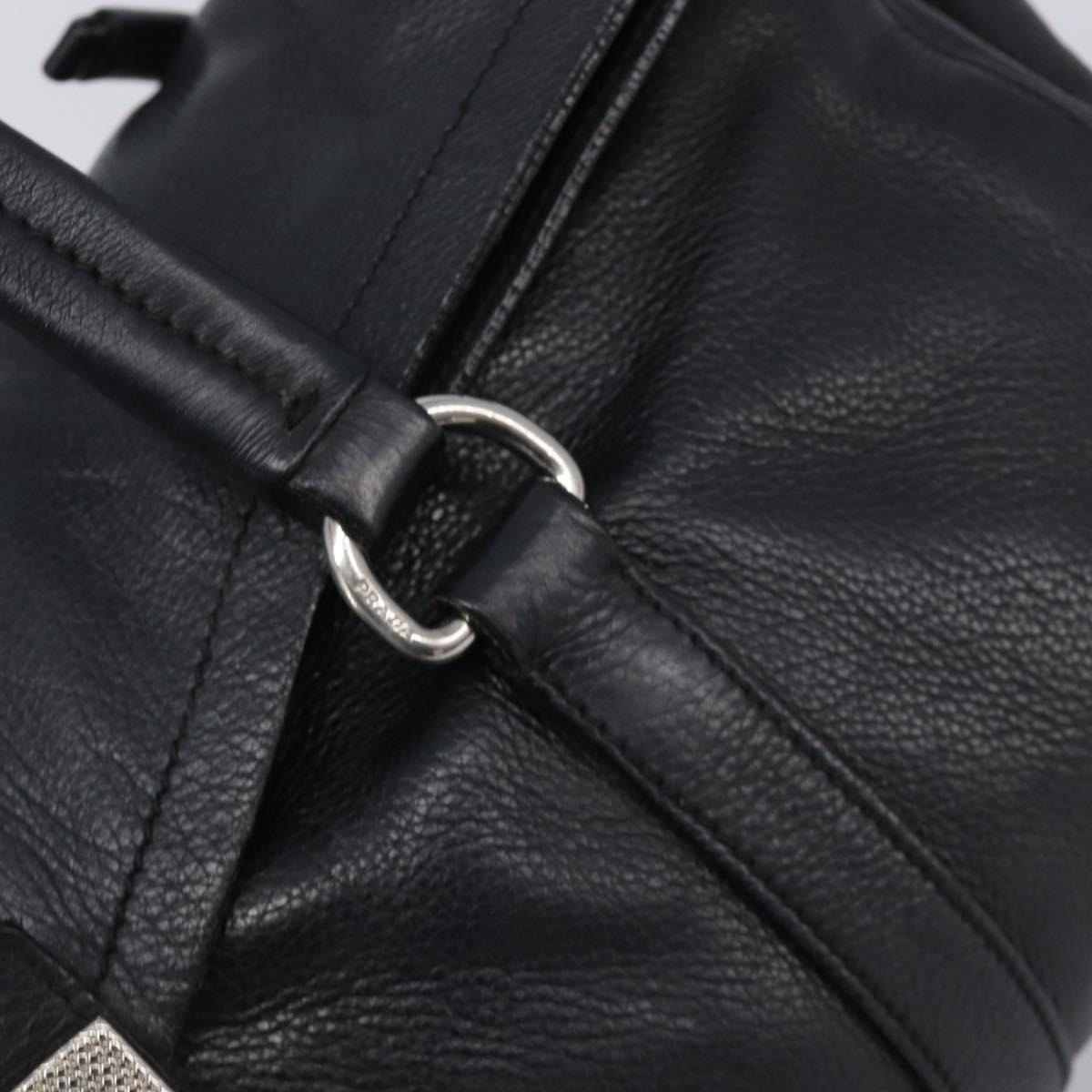 PRADA Tote Bag Leather Black Silver Auth am12581M