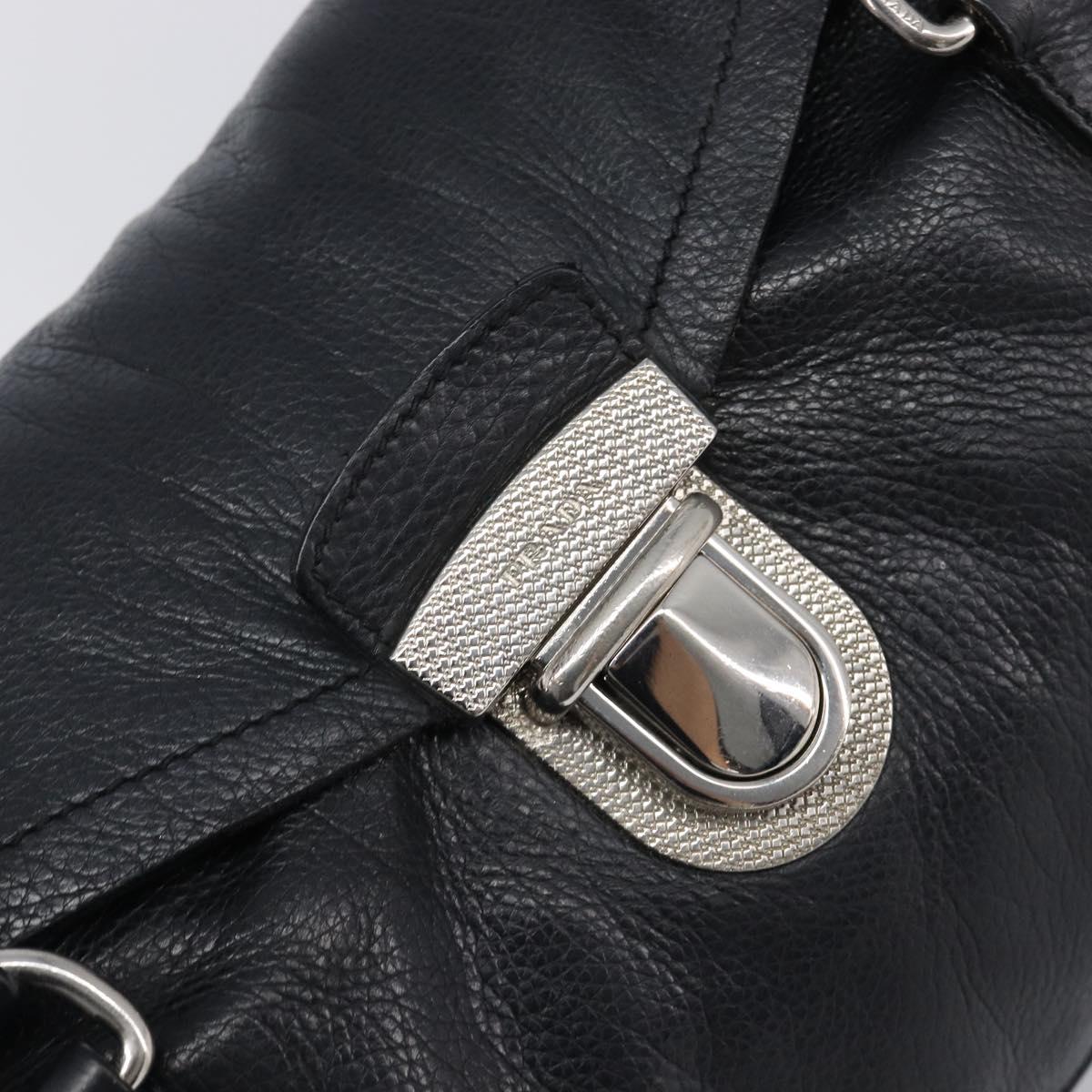PRADA Tote Bag Leather Black Silver Auth am12581M