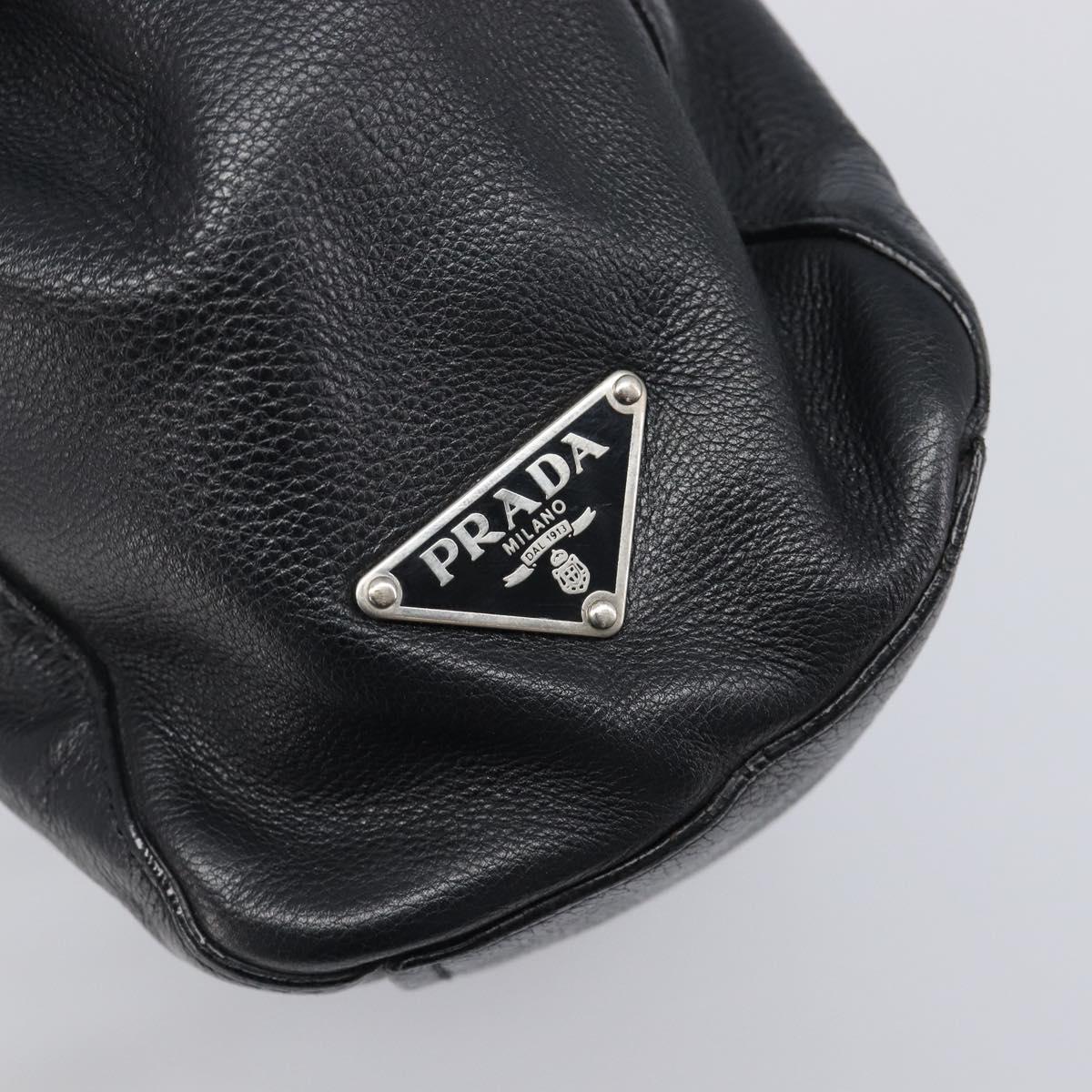 PRADA Tote Bag Leather Black Silver Auth am12581M