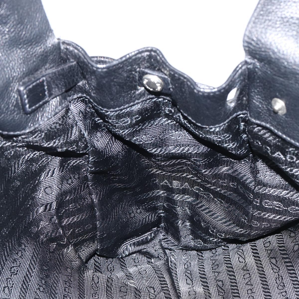 PRADA Tote Bag Leather Black Silver Auth am12581M