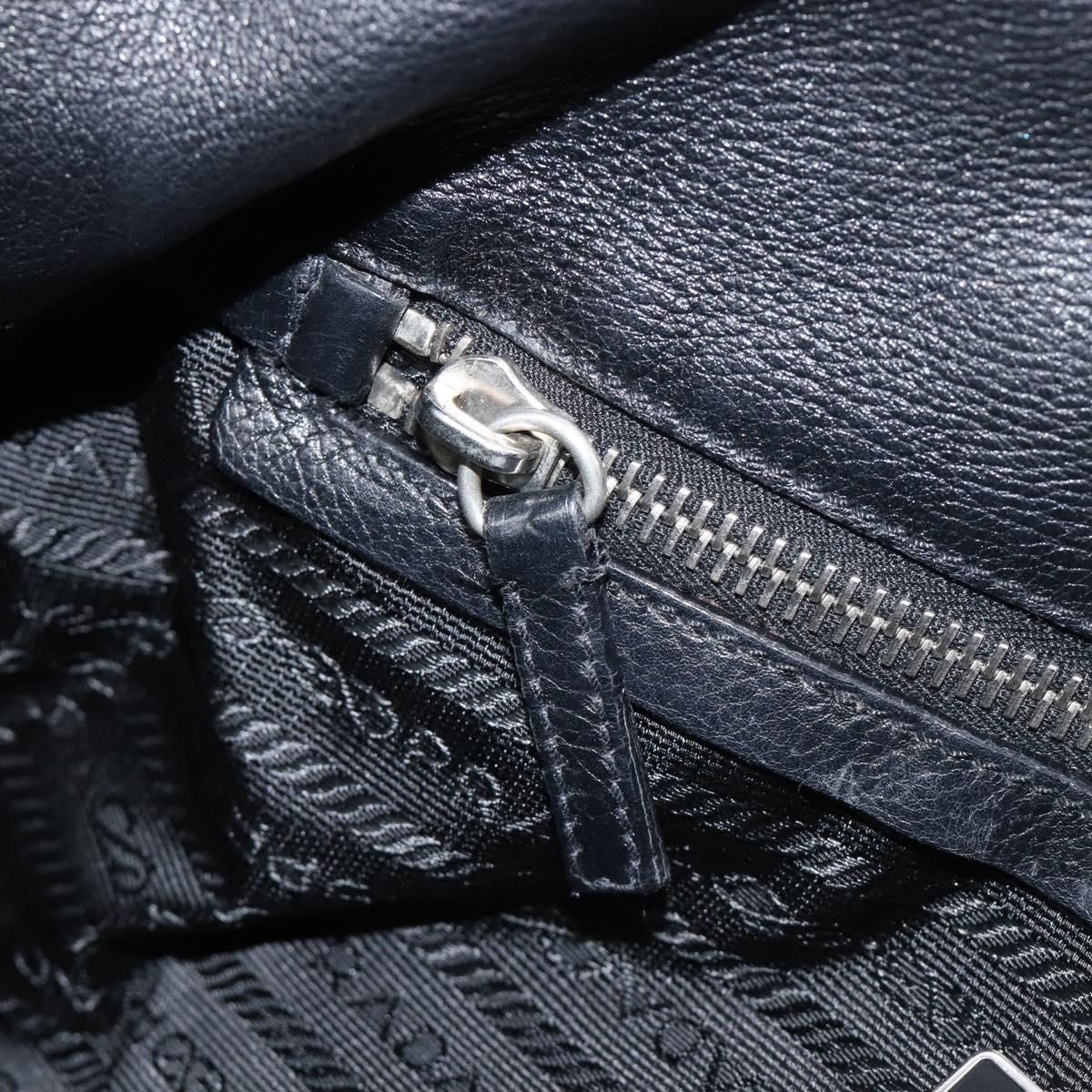 PRADA Tote Bag Leather Black Silver Auth am12581M