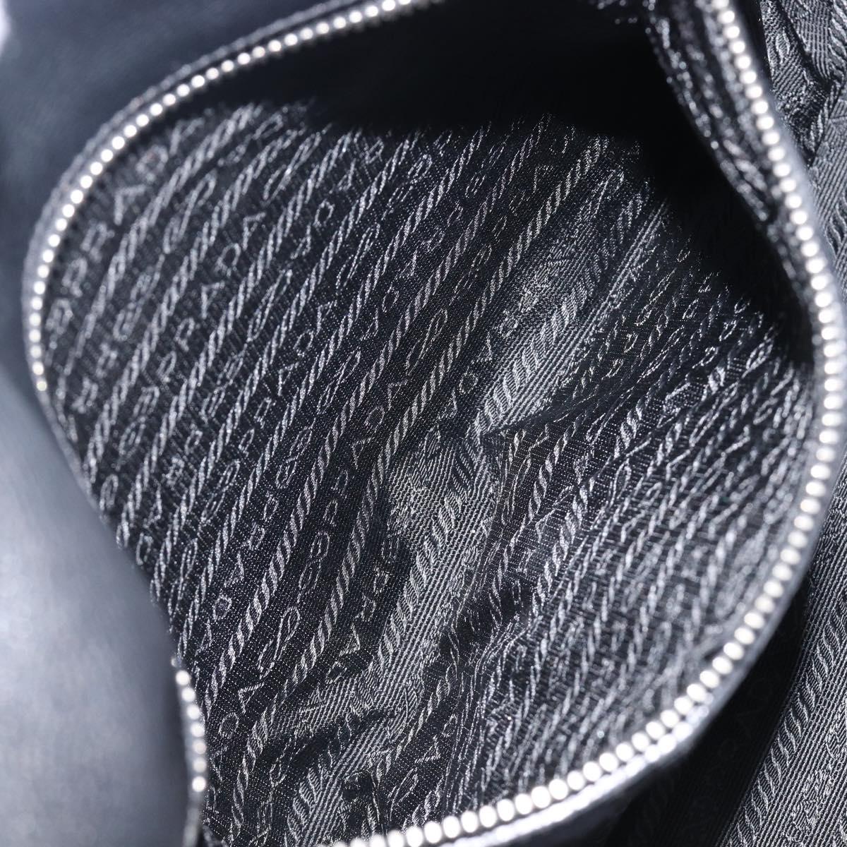 PRADA Tote Bag Leather Black Silver Auth am12581M