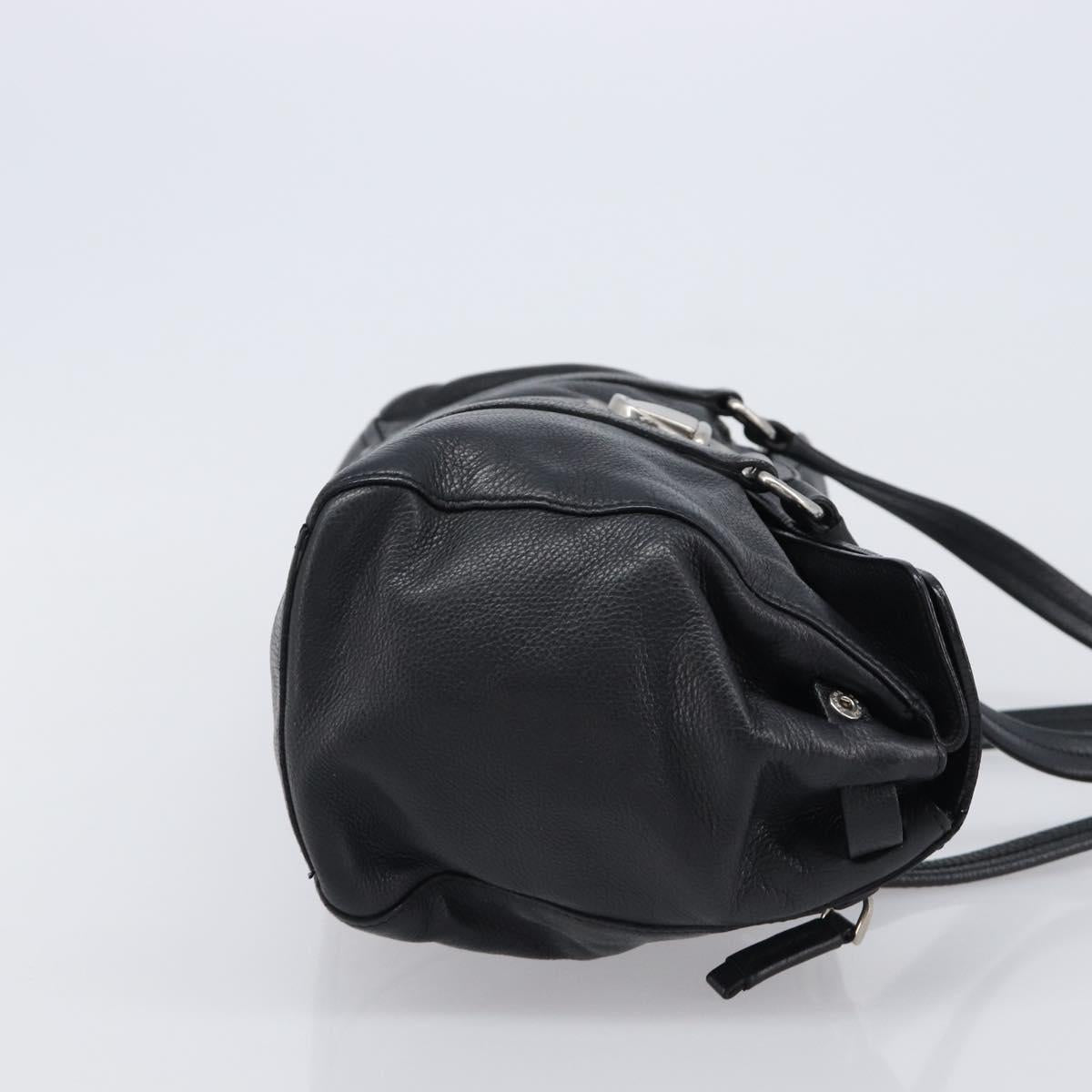 PRADA Tote Bag Leather Black Silver Auth am12581M