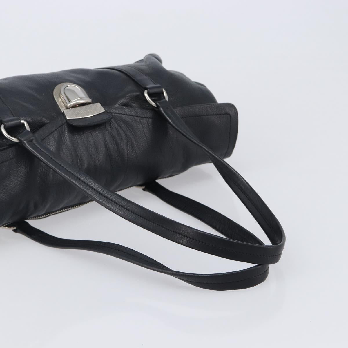 PRADA Tote Bag Leather Black Silver Auth am12581M
