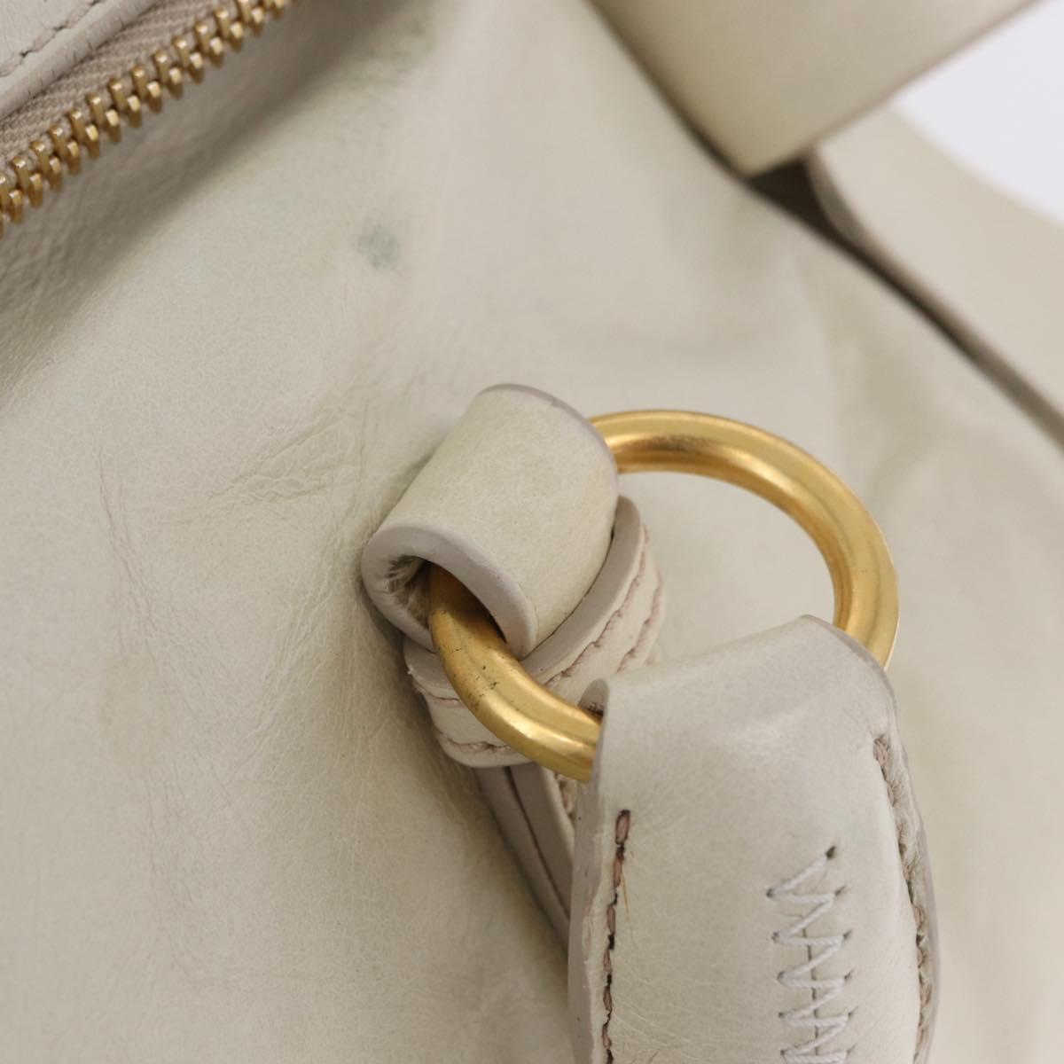 Miu Miu Side Ribbon Hand Bag Leather 2way White Gold Auth am12582V