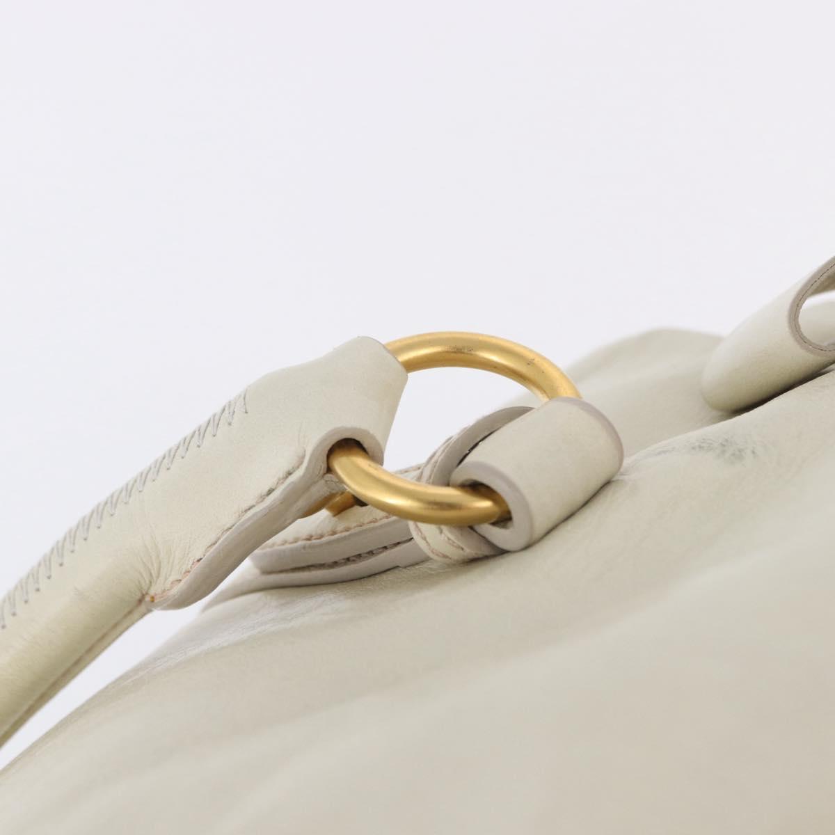 Miu Miu Side Ribbon Hand Bag Leather 2way White Gold Auth am12582V