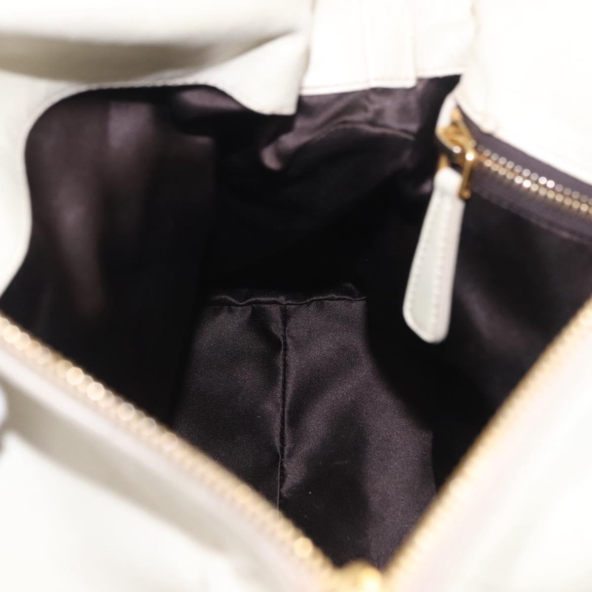 Miu Miu Side Ribbon Hand Bag Leather 2way White Gold Auth am12582V