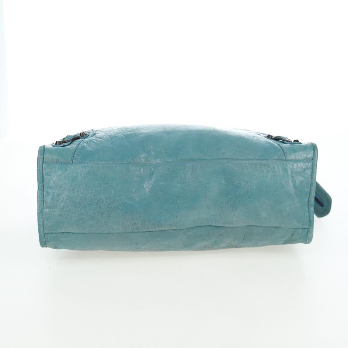 BALENCIAGA The City Hand Bag Leather 2way Light Blue 115748 Auth am12583V