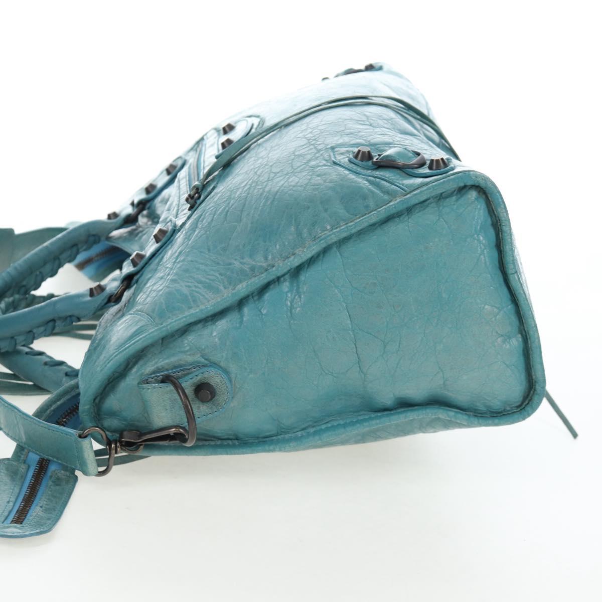 BALENCIAGA The City Hand Bag Leather 2way Light Blue 115748 Auth am12583V