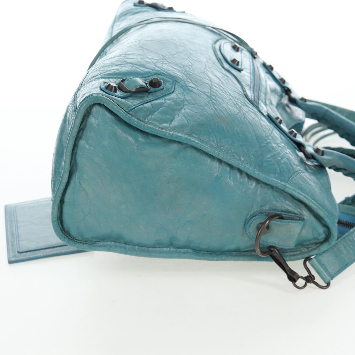 BALENCIAGA The City Hand Bag Leather 2way Light Blue 115748 Auth am12583V