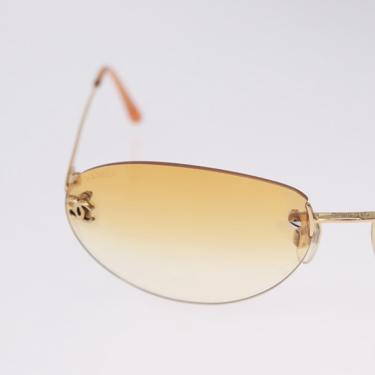 CHANEL CC Rimless Sunglasses metal Orange CC Auth am12585M